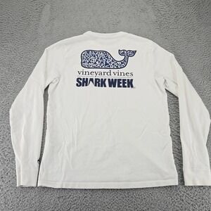 Vineyard Vines Shirt Boys XL White Shark‎ Week Spellout Geometic Whale